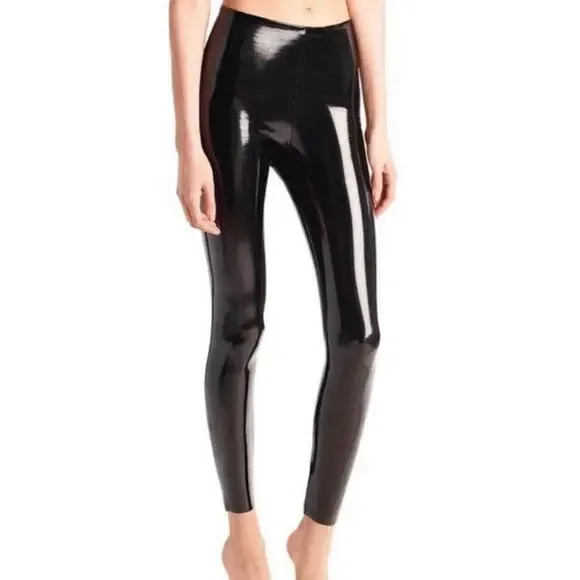 Commando Black Shiny Crackle Faux-Patent Legging High Shine High Rise Stretch SM - Picture 15 of 15
